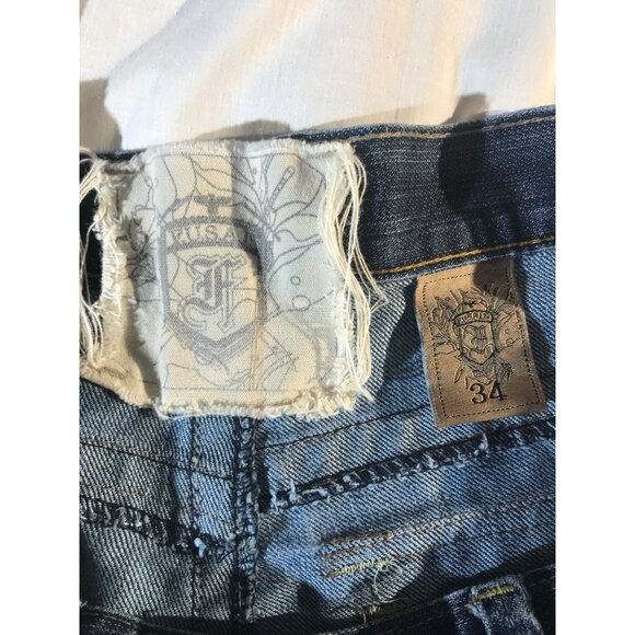 F.U.S.A.I Focus USA Inc Men's Creased Embroidered Jeans - Picture 8 of 10